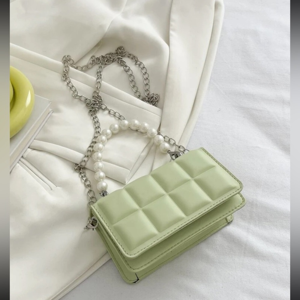 - Shein/ Mini faux pearl beaded flap chain square bag